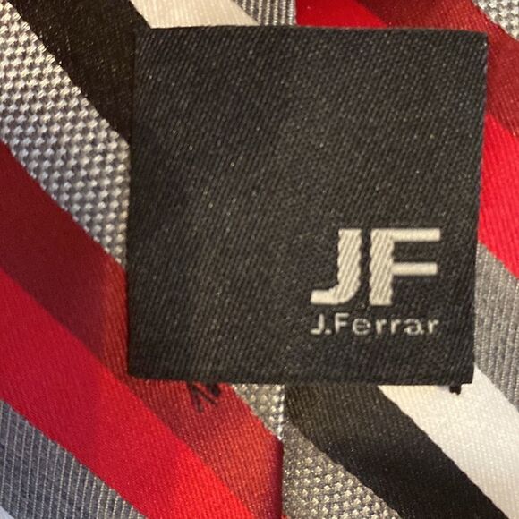 Vintage J. Ferrar Mens Red Black Diagonal Stripe Tie - Picture 4 of 6